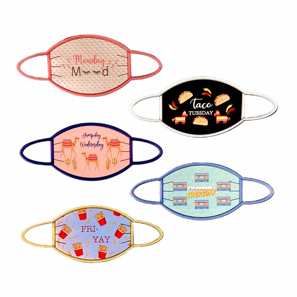 🌻3/$18 or 5/$25🌻5 pack Of Trending Weekday Hashtags Face Mask Set - Picture 4 of 5